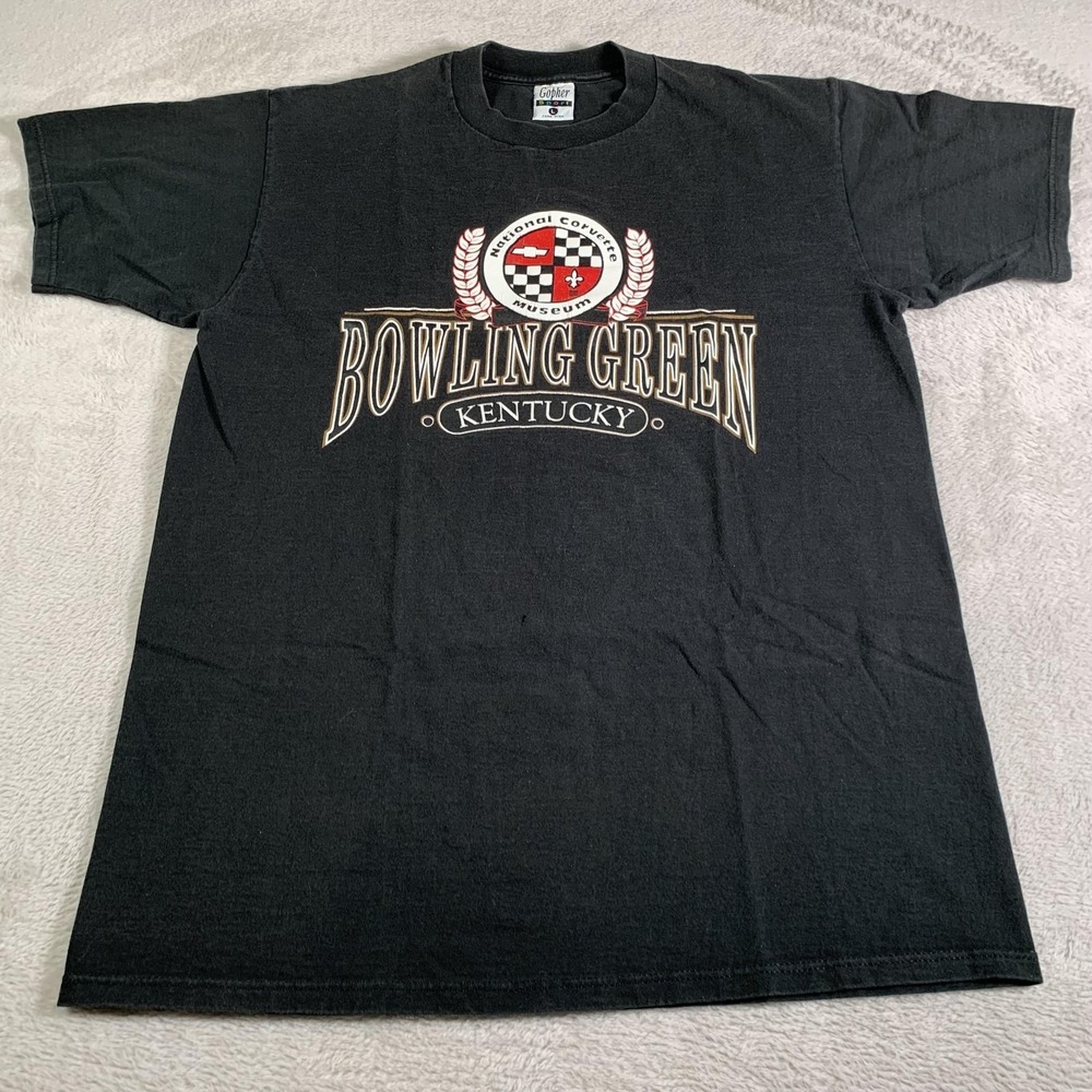 Vintage Corvette Museum Shirt Mens Large Black Bowling‎ Green KY Made USA 90s